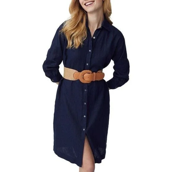 j mclaughlin shirt dress J. Women Green Long Sleeve Midi Size L J.McLaughlin Womens Mary Linen Dress in Stripe Denim/White J.McLaughlin Wellesley Linen Shirt Collar